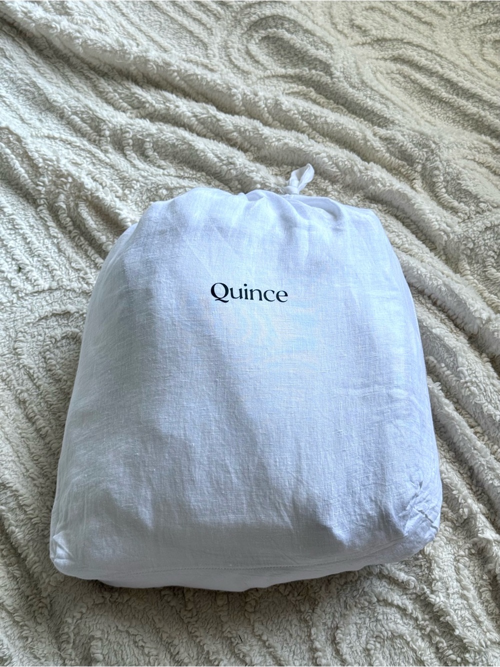 Quince European Linen Piped Duvet Cover Set Full/Queen White Toffee EUC - Picture 5 of 6